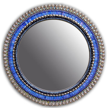 Iris Drop Mosaic Mirror, 19in Diameter, 24in Round