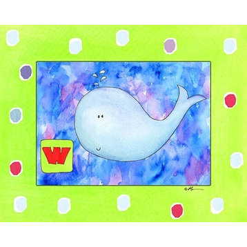 W is for Whale, Ready To Hang Canvas Kid's Wall Decor, 16 X 20