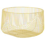 Bend Goods - Metal Basket, Gold, 10.5"x18" - Inspired by African market baskets, our functional yet versatile Basket Collection brings detail and personality to your home. Our 18" Basket provides storage space and adds a pop of color to take any room to the next level.