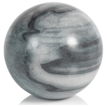 Monza 4.5" Gray Marble Fill Decorative Balls, Set of 4