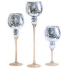 Privilege International 3-Piece Mercury Glass Vase Set, Silver Blue