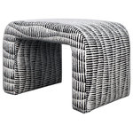 StyleCraft - Gable Ottoman Black and White Dash - The Gable ottoman offers a modern touch with its sleek design and high-quality fabric. Perfect for the living room or family room, this piece showcases a bold and contemporary style that can effortlessly complement various decor themes. Its sturdy wood frame ensures lasting durability, while the patterned dash fabric adds a unique and fashionable flair.