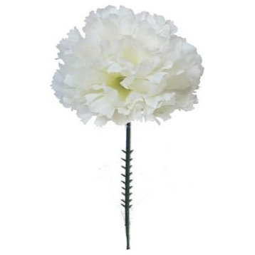 Cream White Silk Carnation Picks Artificial Flowers 100 Count Bulk