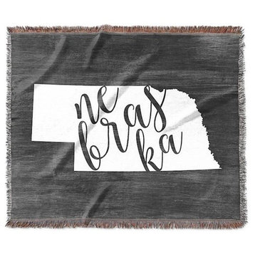 "Home State Typography, Nebraska" Woven Blanket 60"x50"
