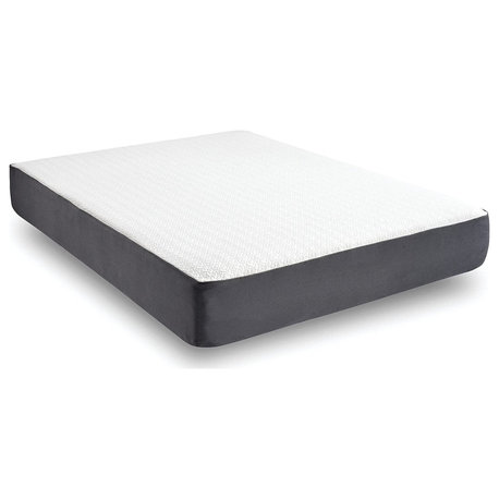 Medium-Firm Gel Memory Foam Mattress With Breathable Charcoal Gray Cover, King