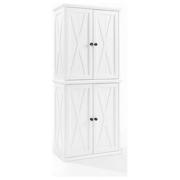 Clifton Tall Pantry Distressed White 2 Stackable Pantries