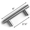 HIC Bar Pull Cabinet Handle Brushed Nickel Solid Steel, 2.5" X 4"