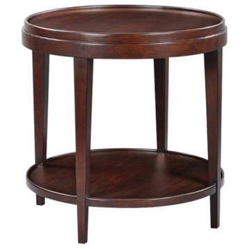 Side Table Round Lipped Top Hand-Rubbed Chocolate Brown Solid Acacia