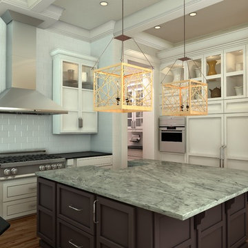 Farmhouse kitchen featuring a ZLINE KF1 Stainless Steel Wall Range Hood