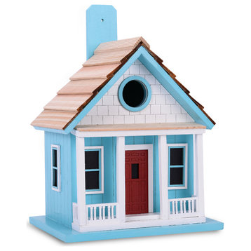 Outdoor Wooden Birdhouse, Bird-Friendly Perch (Cape Cod)