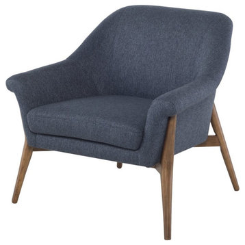Nuevo Charlize Fabric & Ash Wood Occasional Chair in Denim Tweed/Matte Walnut