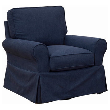 Sunset Trading Horizon Fabric Slipcover Only for Box Cushion Chair in Navy Blue