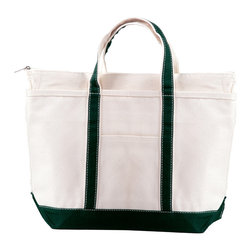 Green Heavy Duty Cotton Canvas Bag With Boat Tote Medium Style - Storage And Organization
