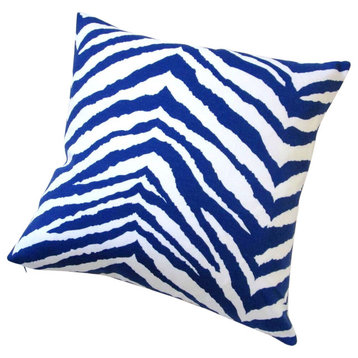 18" Indoor/Outdoor Zebra Navy Blue Throw Pillow, Set of 2, Pillow Cover Only
