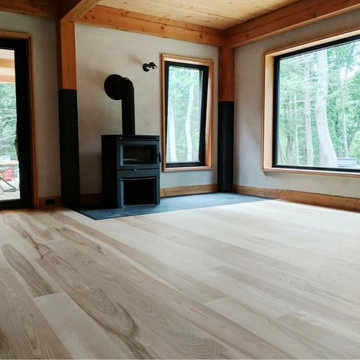 Select Ash Plank Flooring, Living Room with Wood Stove