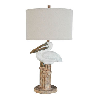 Pelican Table Lamp With Shade, White Wash and Driftwood - Table Lamps - by  Lamps Per Se' | Houzz