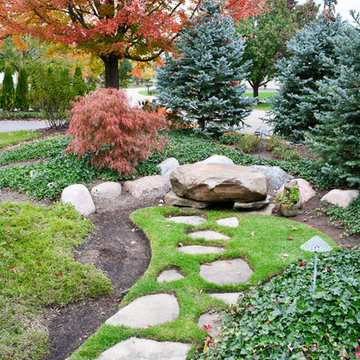 Geneva Front Yard Stonework & Seasonal Landscaping