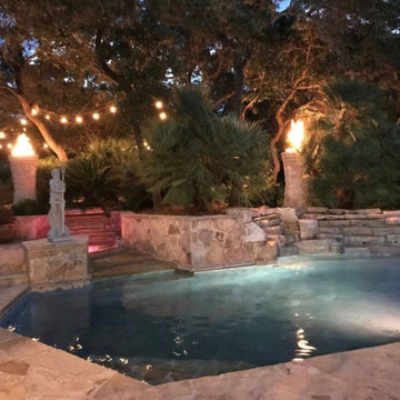 Natural Stone Geometric Pool with Grotto