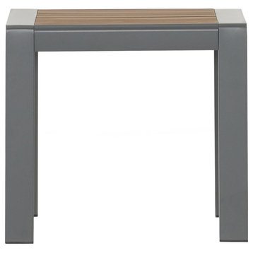 Trimble Outdoor Aluminum Side Table, Gray and Brown