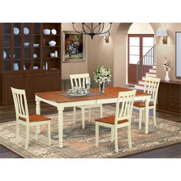 East West Furniture Dover 5-piece Wood Dining Set in Buttermilk/Cherry