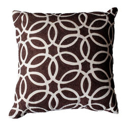 Brown & Ivory Embroidered Accent Pillow - Decorative Pillows