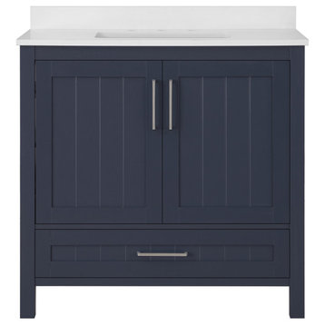Ove Decors Kansas 18" Single Sink Vanity With Countertop, Midnight Blue, 36 in.