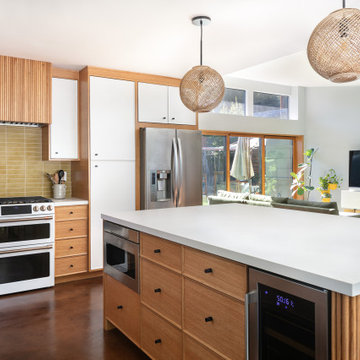 Mid-Century Fusion kitchen remodel and living space addition in Monrovia