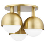 Hudson Valley Lighting - Foster 3-Light Semi-Flush Aged Brass Finish Opal Glass - Features: