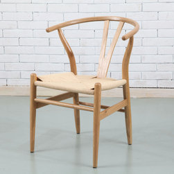 Hans Wishbone Dining Chair - Solid Oak w Cord Seat - Y Back Replica - Dining Chairs