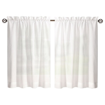 Ellis Curtain Stacey Tailored Tier Pair Curtains, White, 56"x45"