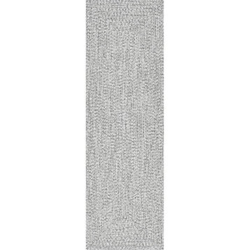 Nuloom Braided Lefebvre Indoor/Outdoor Area Rug, Salt And Pepper 2'6"x10'Runner