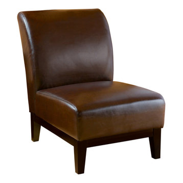 GDF Studio Brakar Brown Leather Armless Chair