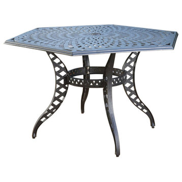 Oskimor Traditional Outdoor Cast Aluminum Hexagonal Dining Table