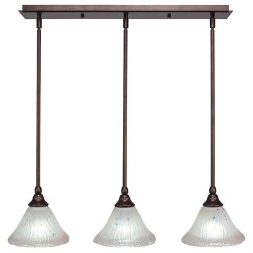 Stem 3-Light Pendalier with Hang Straight Swivel, Bronze/Frosted Crystal