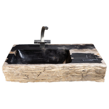 Vanity 30" Width-Straight Front, Petrified Wood-#01, Stone Sink Only