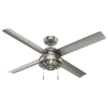 Hunter 52" Spring Mill Painted Galvanized Damp Rated Ceiling Fan With LED Light