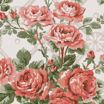 Laura Ashley Country Roses Wallpaper, Old Rose Pink