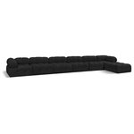 Meridian Furniture - Ames Boucle Fabric L-Shaped Modular Sectional, Black, 7-Piece: 4 Armless Chair, 2 Corner Chair, 1 Ottoman - Introduce a touch of modern sophistication to your living area with the exquisite Ames Boucle Fabric Sectional. With plush black boucle fabric and unique design, it will elevate the visual appeal of your living space. This elegant and captivating sectional can be mixed and matched with other pieces from the collection to create an endless array of stunning looks. So, get ready to transform your living area into an inviting and stylish haven with the Ames Boucle Fabric Sectional.
