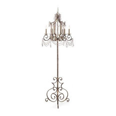 John Richard 80"H Six Light Floor Chandelier in Gold