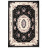 Isfahan Oriental Machine-Woven Persian Design Area Rug, Black, 9'9"x6'8"