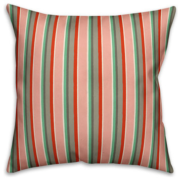 Stripes, Pink Outdoor Throw Pillow, 18"x18"
