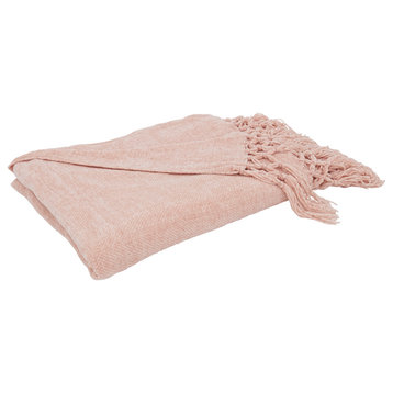 Knotted Design Chenille Throw, Blush