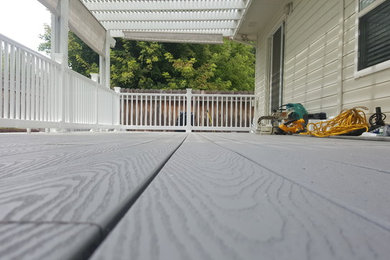 Gray deck with white composite railing