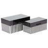 Modern Striped Wooden Boxes With Lid, 2-Piece Set