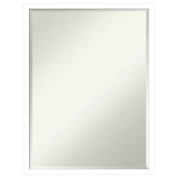 Svelte White Petite Bevel Wood Bathroom Wall Mirror 19.5 x 25.5 in.