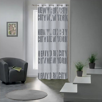 New York City Blackout Curtain Panel, Room Darkening Drapery, 102x55 Inch, Light Gray, 1 Panel