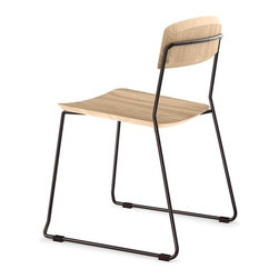 Winnie Matte Black Dining Chair with Solid European Oak Seat and Backrest by Gli - Dining Chairs