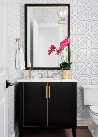 Transitional Powder Room by Haven Design and Construction