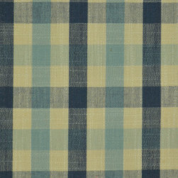 Paroo Cotton Blend Small Check Curtains & Drapes Upholstery Fabric in Bondi blue - Upholstery Fabric