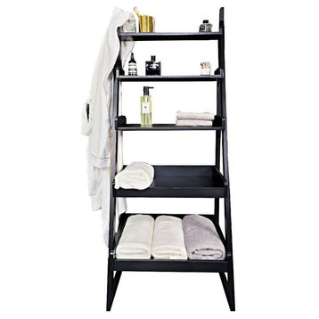 POW Furniture Perkins Modern 5-Tier Ladder Shelf, Moisture-Resistant MDF, Black